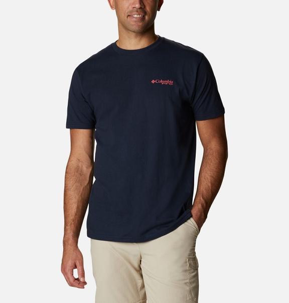 Columbia PFG T-Shirt Navy For Men's NZ5728 New Zealand